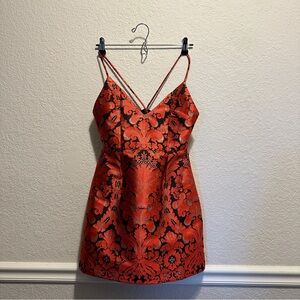 Red and Black Spaghetti Strap Mini Dress